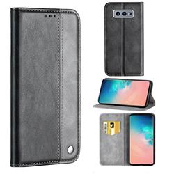 Classic Business Ultra Slim Magnetic Sucking Stitching Flip Cover for Samsung Galaxy S10e (5.8 inch) - Silver Gray
