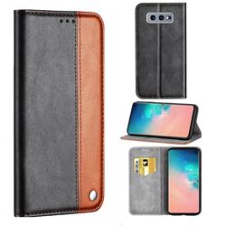 Classic Business Ultra Slim Magnetic Sucking Stitching Flip Cover for Samsung Galaxy S10e (5.8 inch) - Brown