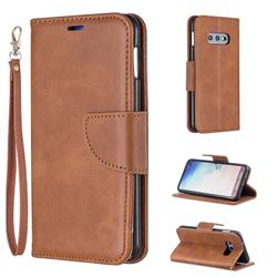 Classic Sheepskin PU Leather Phone Wallet Case for Samsung Galaxy S10e (5.8 inch) - Brown