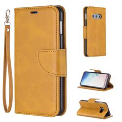 Classic Sheepskin PU Leather Phone Wallet Case for Samsung Galaxy S10e (5.8 inch) - Yellow