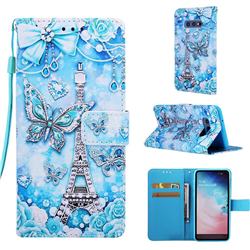 Tower Butterfly Matte Leather Wallet Phone Case for Samsung Galaxy S10e (5.8 inch)