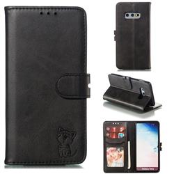 Embossing Happy Cat Leather Wallet Case for Samsung Galaxy S10e (5.8 inch) - Black