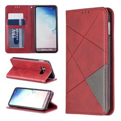 Prismatic Slim Magnetic Sucking Stitching Wallet Flip Cover for Samsung Galaxy S10e (5.8 inch) - Red
