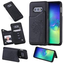 Luxury Tree and Cat Multifunction Magnetic Card Slots Stand Leather Phone Back Cover for Samsung Galaxy S10e (5.8 inch) - Black
