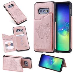 Luxury Tree and Cat Multifunction Magnetic Card Slots Stand Leather Phone Back Cover for Samsung Galaxy S10e (5.8 inch) - Rose Gold