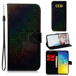 Laser Circle Shining Leather Wallet Phone Case for Samsung Galaxy S10e (5.8 inch) - Black