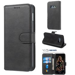 Retro Calf Matte Leather Wallet Phone Case for Samsung Galaxy S10e (5.8 inch) - Black