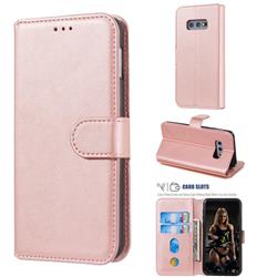 Retro Calf Matte Leather Wallet Phone Case for Samsung Galaxy S10e (5.8 inch) - Pink