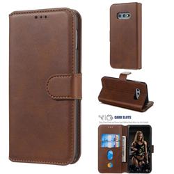 Retro Calf Matte Leather Wallet Phone Case for Samsung Galaxy S10e (5.8 inch) - Brown