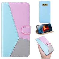 Tricolour Stitching Wallet Flip Cover for Samsung Galaxy S10e (5.8 inch) - Blue