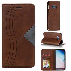 Retro S Streak Magnetic Leather Wallet Phone Case for Samsung Galaxy S10e (5.8 inch) - Brown