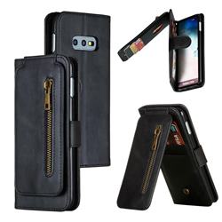 Multifunction 9 Cards Leather Zipper Wallet Phone Case for Samsung Galaxy S10e (5.8 inch) - Black