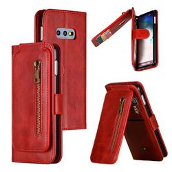 Multifunction 9 Cards Leather Zipper Wallet Phone Case for Samsung Galaxy S10e (5.8 inch) - Red