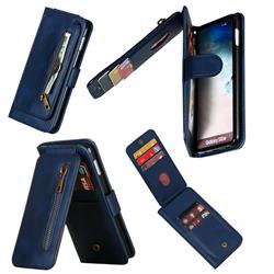 Multifunction 9 Cards Leather Zipper Wallet Phone Case for Samsung Galaxy S10e (5.8 inch) - Blue
