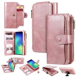 Retro Multifunction Zipper Magnetic Separable Leather Phone Case Cover for Samsung Galaxy S10e (5.8 inch) - Rose Gold