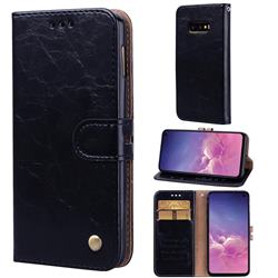 Luxury Retro Oil Wax PU Leather Wallet Phone Case for Samsung Galaxy S10e (5.8 inch) - Deep Black