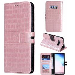 Luxury Crocodile Magnetic Leather Wallet Phone Case for Samsung Galaxy S10e (5.8 inch) - Rose Gold