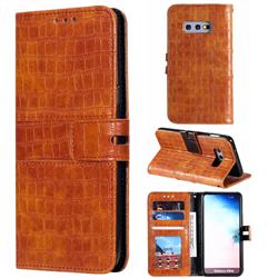 Luxury Crocodile Magnetic Leather Wallet Phone Case for Samsung Galaxy S10e (5.8 inch) - Brown