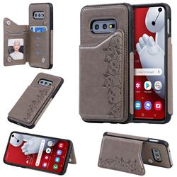 Yikatu Luxury Cute Cats Multifunction Magnetic Card Slots Stand Leather Back Cover for Samsung Galaxy S10e (5.8 inch) - Gray