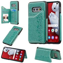 Yikatu Luxury Cute Cats Multifunction Magnetic Card Slots Stand Leather Back Cover for Samsung Galaxy S10e (5.8 inch) - Green