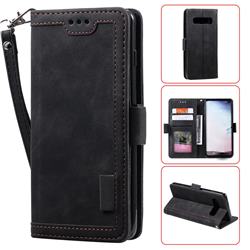 Luxury Retro Stitching Leather Wallet Phone Case for Samsung Galaxy S10e (5.8 inch) - Black