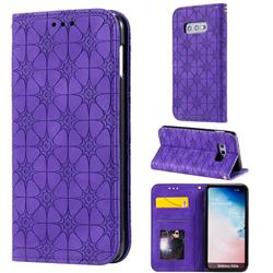 Intricate Embossing Four Leaf Clover Leather Wallet Case for Samsung Galaxy S10e (5.8 inch) - Purple
