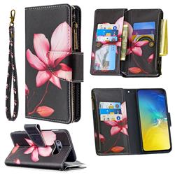 Lotus Flower Binfen Color BF03 Retro Zipper Leather Wallet Phone Case for Samsung Galaxy S10e (5.8 inch)