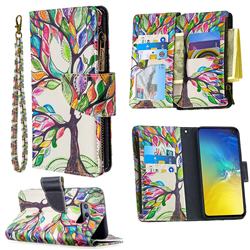 The Tree of Life Binfen Color BF03 Retro Zipper Leather Wallet Phone Case for Samsung Galaxy S10e (5.8 inch)