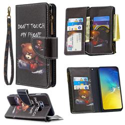 Chainsaw Bear Binfen Color BF03 Retro Zipper Leather Wallet Phone Case for Samsung Galaxy S10e (5.8 inch)