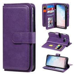 Multi-function Ten Card Slots and Photo Frame PU Leather Wallet Phone Case Cover for Samsung Galaxy S10e (5.8 inch) - Violet