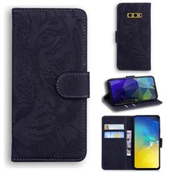 Intricate Embossing Tiger Face Leather Wallet Case for Samsung Galaxy S10e (5.8 inch) - Black