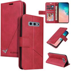 GQ.UTROBE Right Angle Silver Pendant Leather Wallet Phone Case for Samsung Galaxy S10e (5.8 inch) - Red