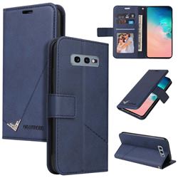 GQ.UTROBE Right Angle Silver Pendant Leather Wallet Phone Case for Samsung Galaxy S10e (5.8 inch) - Blue