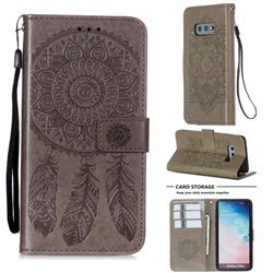 Embossing Dream Catcher Mandala Flower Leather Wallet Case for Samsung Galaxy S10e (5.8 inch) - Gray