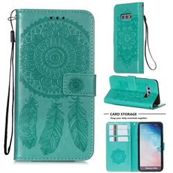 Embossing Dream Catcher Mandala Flower Leather Wallet Case for Samsung Galaxy S10e (5.8 inch) - Green