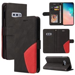 Luxury Two-color Stitching Leather Wallet Case Cover for Samsung Galaxy S10e (5.8 inch) - Black