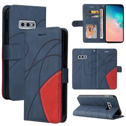 Luxury Two-color Stitching Leather Wallet Case Cover for Samsung Galaxy S10e (5.8 inch) - Blue