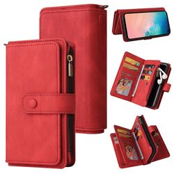 Luxury Multi-functional Zipper Wallet Leather Phone Case Cover for Samsung Galaxy S10e (5.8 inch) - Red