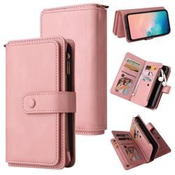 Luxury Multi-functional Zipper Wallet Leather Phone Case Cover for Samsung Galaxy S10e (5.8 inch) - Pink