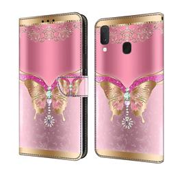 Pink Diamond Butterfly Crystal PU Leather Protective Wallet Case Cover for Samsung Galaxy S10e (5.8 inch)