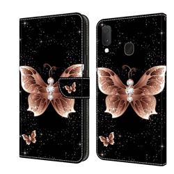 Black Diamond Butterfly Crystal PU Leather Protective Wallet Case Cover for Samsung Galaxy S10e (5.8 inch)