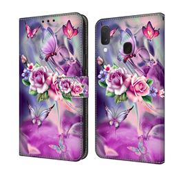 Flower Butterflies Crystal PU Leather Protective Wallet Case Cover for Samsung Galaxy S10e (5.8 inch)