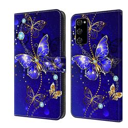 Blue Diamond Butterfly Crystal PU Leather Protective Wallet Case Cover for Samsung Galaxy S10e (5.8 inch)