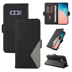 Grid Pattern Splicing Protective Wallet Case Cover for Samsung Galaxy S10e (5.8 inch) - Black