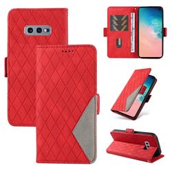 Grid Pattern Splicing Protective Wallet Case Cover for Samsung Galaxy S10e (5.8 inch) - Red