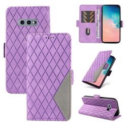 Grid Pattern Splicing Protective Wallet Case Cover for Samsung Galaxy S10e (5.8 inch) - Purple