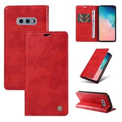 YIKATU Litchi Card Magnetic Automatic Suction Leather Flip Cover for Samsung Galaxy S10e (5.8 inch) - Bright Red