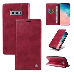 YIKATU Litchi Card Magnetic Automatic Suction Leather Flip Cover for Samsung Galaxy S10e (5.8 inch) - Wine Red