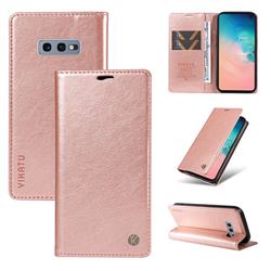YIKATU Litchi Card Magnetic Automatic Suction Leather Flip Cover for Samsung Galaxy S10e (5.8 inch) - Rose Gold