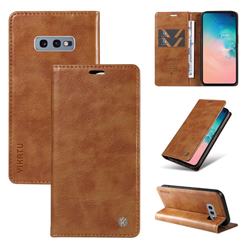 YIKATU Litchi Card Magnetic Automatic Suction Leather Flip Cover for Samsung Galaxy S10e (5.8 inch) - Brown